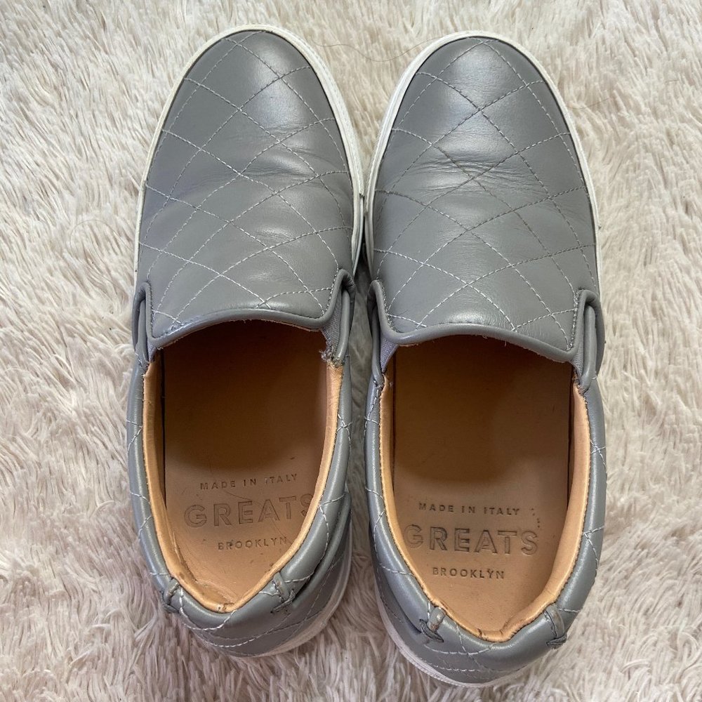 Greats Brooklyn Slip on gray quilted sneakers
